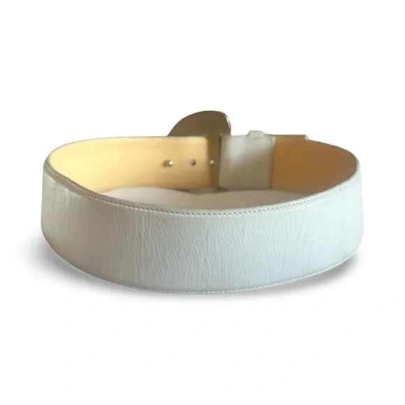 CLAUDE MONTANA White Leather Belt with Silver Buckle Leather belt Claude Montana White size S International in  main image 3